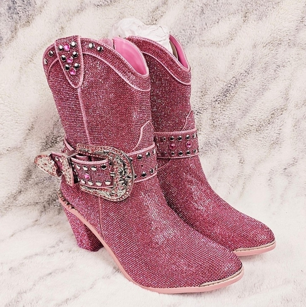 Club exx sheriff shine size 15 women's 13 for men's pink sparkle zippered buckle